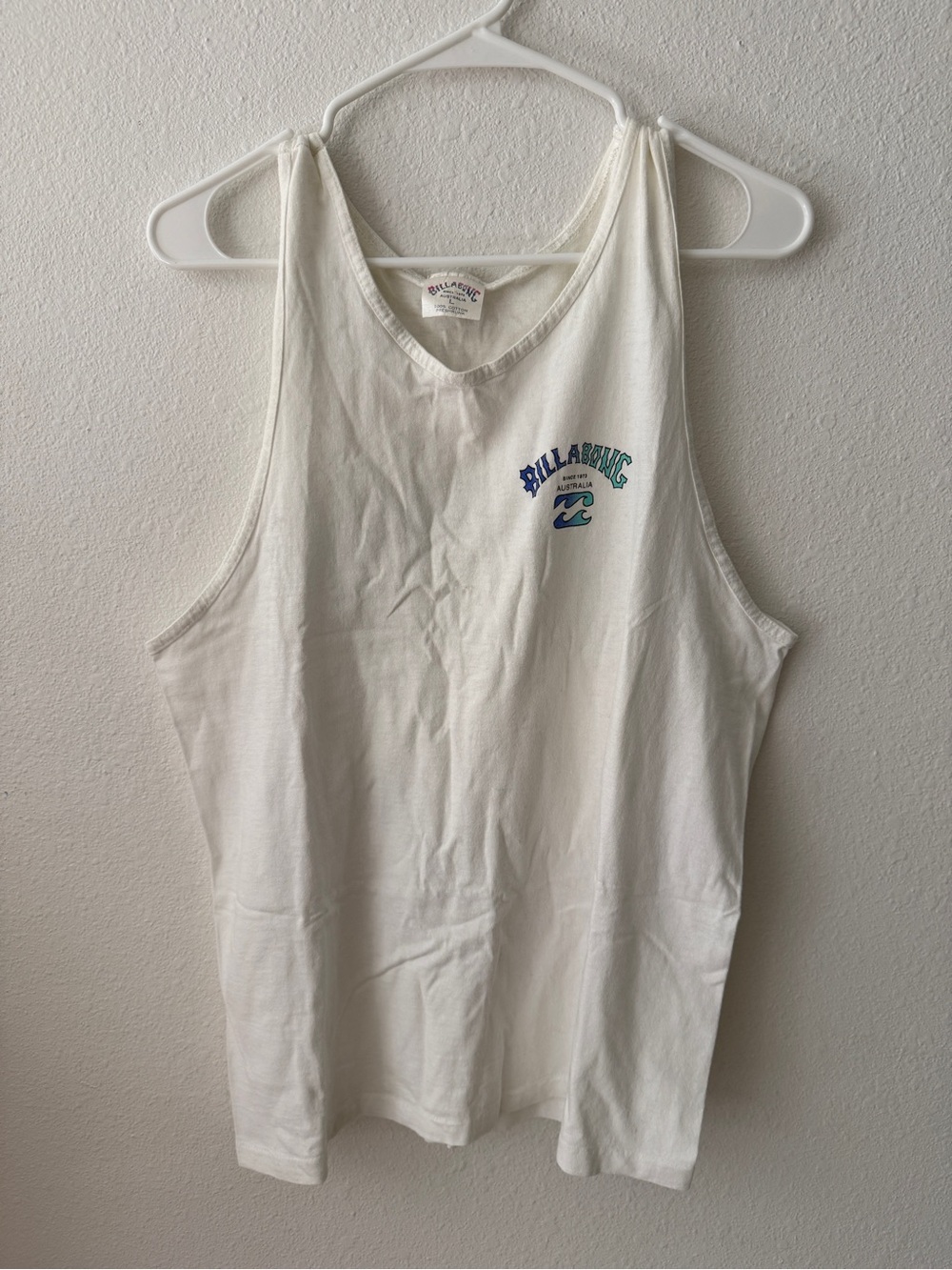 Billabong Cream Tank with Blue-Green Logo